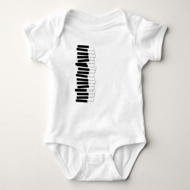 Funny Wobbly Piano Keyboard – Pianist & Musician  Baby Bodysuit (Front)