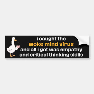 Funny Woke Mind Virus - Retro Empathy Cute Duck Bumper Sticker