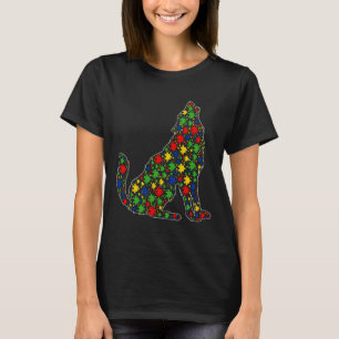 Funny Wolf Animals Puzzle Pieces Autism Awareness T-Shirt