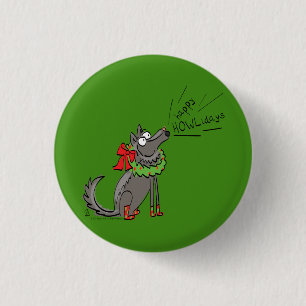 Funny Wolf Christmas Happy Howlidays Holiday 3 Cm Round Badge