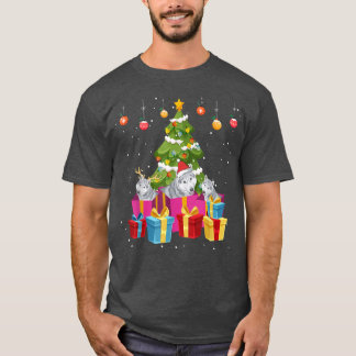 Funny Wolf Dog Merry Christmas Tree Xmas 2021  T-Shirt