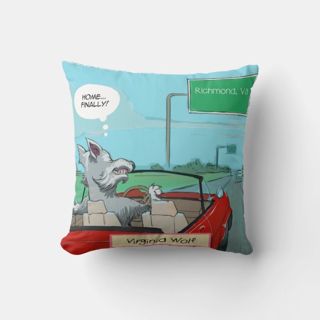 Funny Wolf From Virginia Throw Pillow (Front)