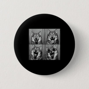 Funny Wolf Photo Booth Sungles Dog  6 Cm Round Badge