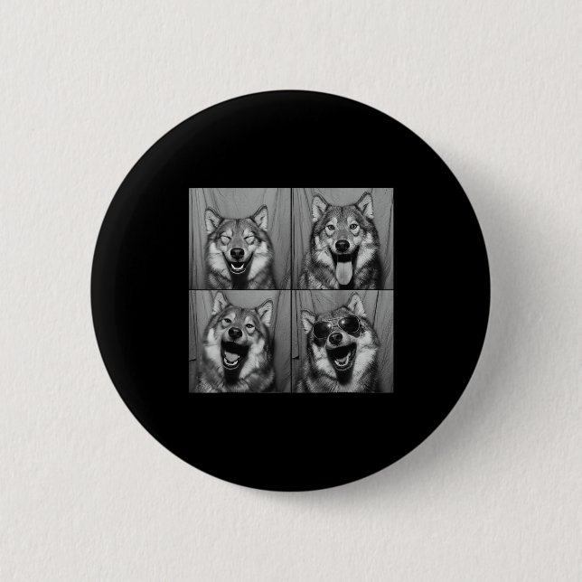 Funny Wolf Photo Booth Sungles Dog  6 Cm Round Badge (Front)