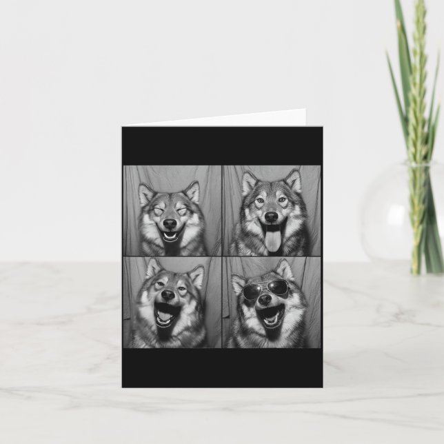 Funny Wolf Photo Booth Sungles Dog  Card (Front)