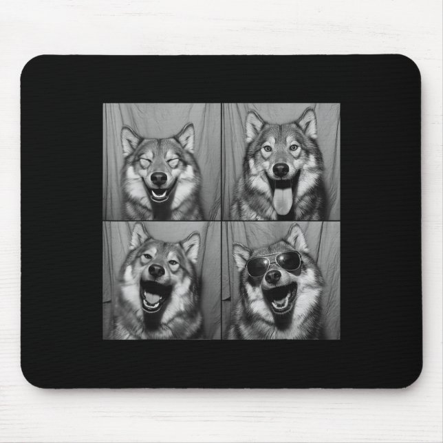Funny Wolf Photo Booth Sungles Dog  Mouse Pad (Front)