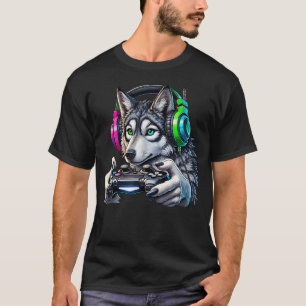 Funny Wolf Video Games Lover Gamer T-Shirt
