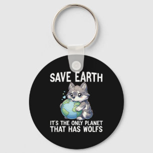 Funny Wolfs Earth Day 2025 Environmentalist Women  Key Ring