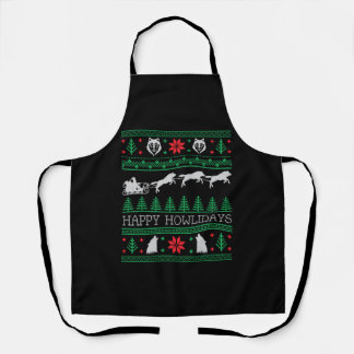 Funny Wolves Wolf Lover Ugly Christmas Sweater Apron