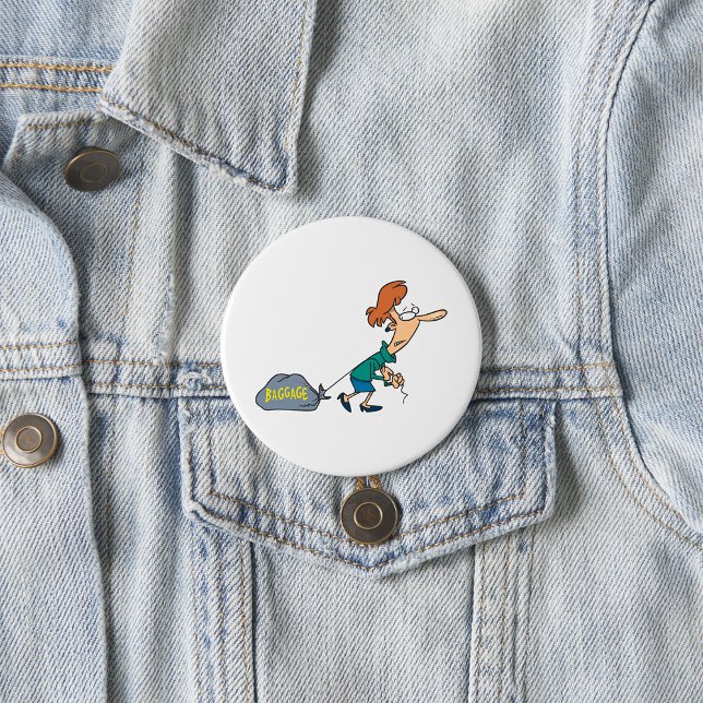 Funny Woman Carrying Emotional Baggage 7.5 Cm Round Badge (Creator Uploaded)