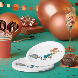 Funny Woman Carrying Emotional Baggage Paper Plate