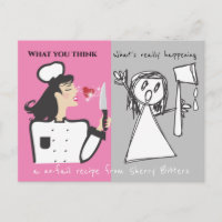 Funny woman chef fantasy personalised recipe card