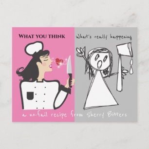 Funny woman chef fantasy personalised recipe card