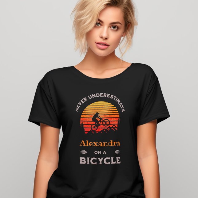 Funny woman cycling personalised biking MTB T-Shirt (Creator Uploaded)