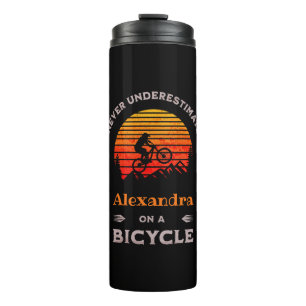Funny woman cycling personalised biking MTB Thermal Tumbler