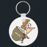 Funny Woman Hauling Heavy Mail Bag Key Ring<br><div class="desc">Keep your keys organized and your spirits high with this funny overworked mail carrier keychain. Featuring a colorful cartoon of a woman struggling under a giant sack of letters, this durable accessory is a perfect small gift for mail carriers, delivery drivers, and office staff. The humorous graphic adds a touch...</div>