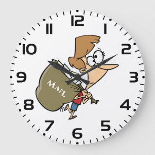 Funny Woman Hauling Heavy Mail Bag Large Clock