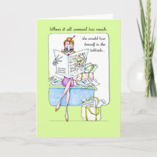 Funny woman humour birthday card - Tabloid humour!