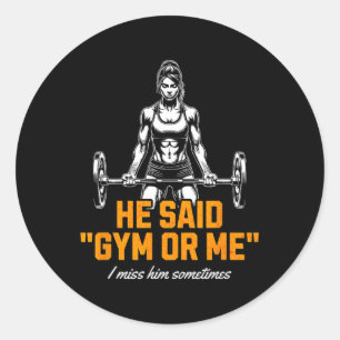 Funny Woman Weightlifting Bodybuilding Saying Grap Classic Round Sticker