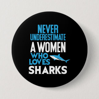 Funny Woman Who Loves Sharks 7.5 Cm Round Badge