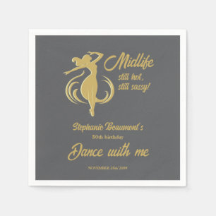 Funny Woman's Gold Midlife Still Hot 50th Birthday Napkin