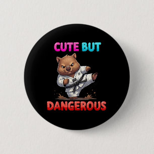Funny Wombat Karate Taekwondo Martial Art Cute But 6 Cm Round Badge