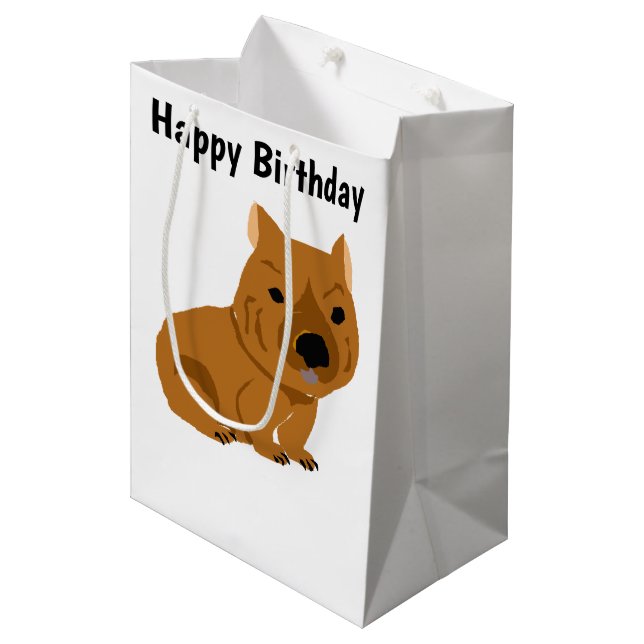 Funny Wombat Primitive Art Medium Gift Bag (Front Angled)
