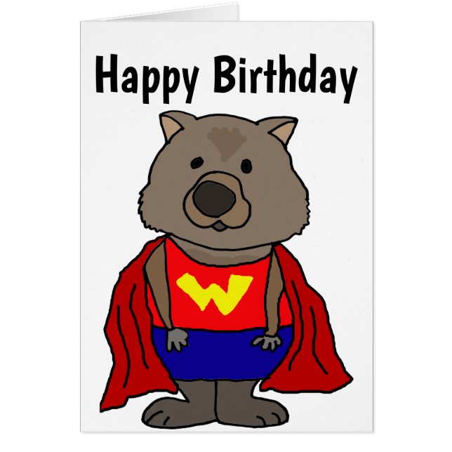 Funny Wombat Superhero Cartoon (Front)