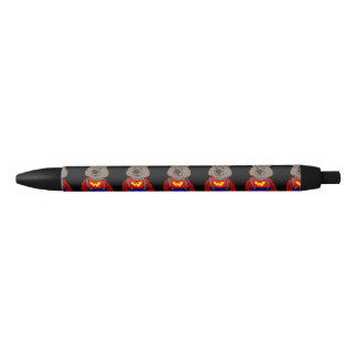 Funny Wombat Superhero Cartoon Black Ink Pen