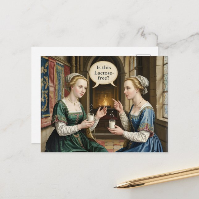 Funny Women Asking Is This Lactose Free? Postcard (Front/Back In Situ)