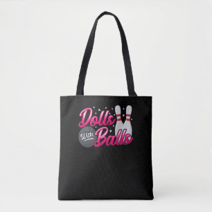 Funny Women Bowling Team Dolls With Balls Tote Bag
