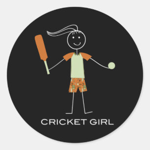 Funny Women Cricket  Classic Round Sticker