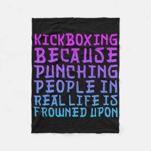 Funny Women Kickboxing Punching People Is Frowned Fleece Blanket