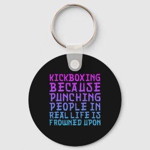 Funny Women Kickboxing Punching People Is Frowned Key Ring