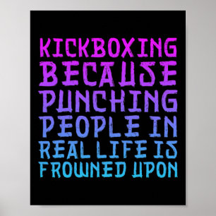 Funny Women Kickboxing Punching People Is Frowned Poster
