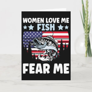 Funny Women Love Me Fish Fear Me Men Vintage Byss Card