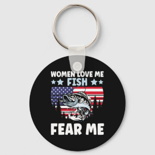 Funny Women Love Me Fish Fear Me Men Vintage Byss Key Ring