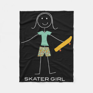Funny Women Skateboarding Skater Girl Skateboarder Fleece Blanket