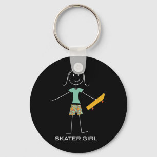 Funny Women Skateboarding Skater Girl Skateboarder Key Ring