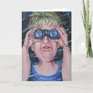 Funny Women With Binoculars Card