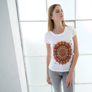 Funny Womens Gift Shirt Autumn Leaves Mandala 