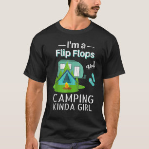 Funny Womens Girls Camping Shirt Flip Flops Roadtr
