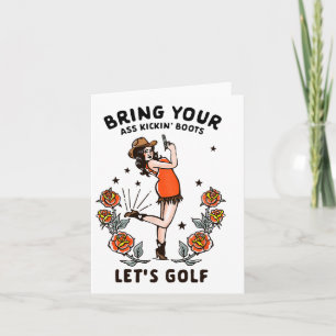Funny Women's Golf Tee Cowgirl Woman Golfer Tees F Card