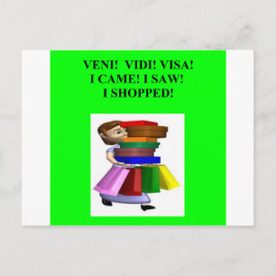 funny women's shopping joke postcard