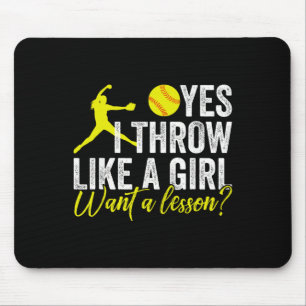 Funny Women's Softll I Know I Throw Like A Girl Pi Mouse Pad