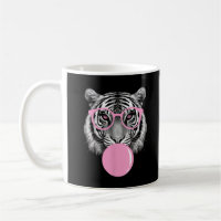 Funny Women's Tiger Glasses & Pink Bubble Gum Anim