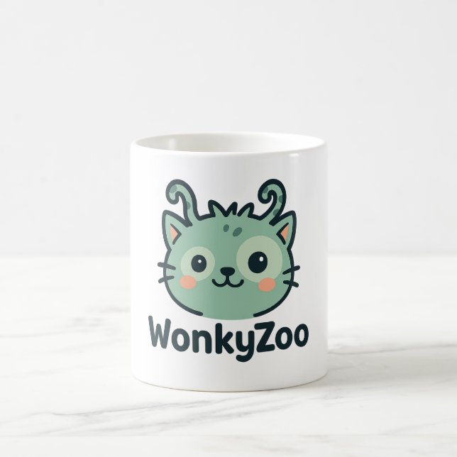 Funny Wonky Cat Coffee Mug | Wonky Zoo (Center)