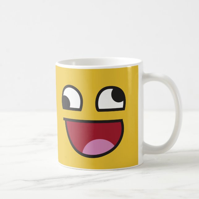 Funny Wonky Eyed Whatever emoji Coffee Mug (Right)