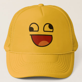 Funny Wonky Eyed Whatever emoji Trucker Hat