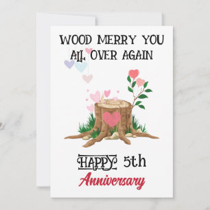Funny Wood Anniversary Card from Wife, 5th Wedding